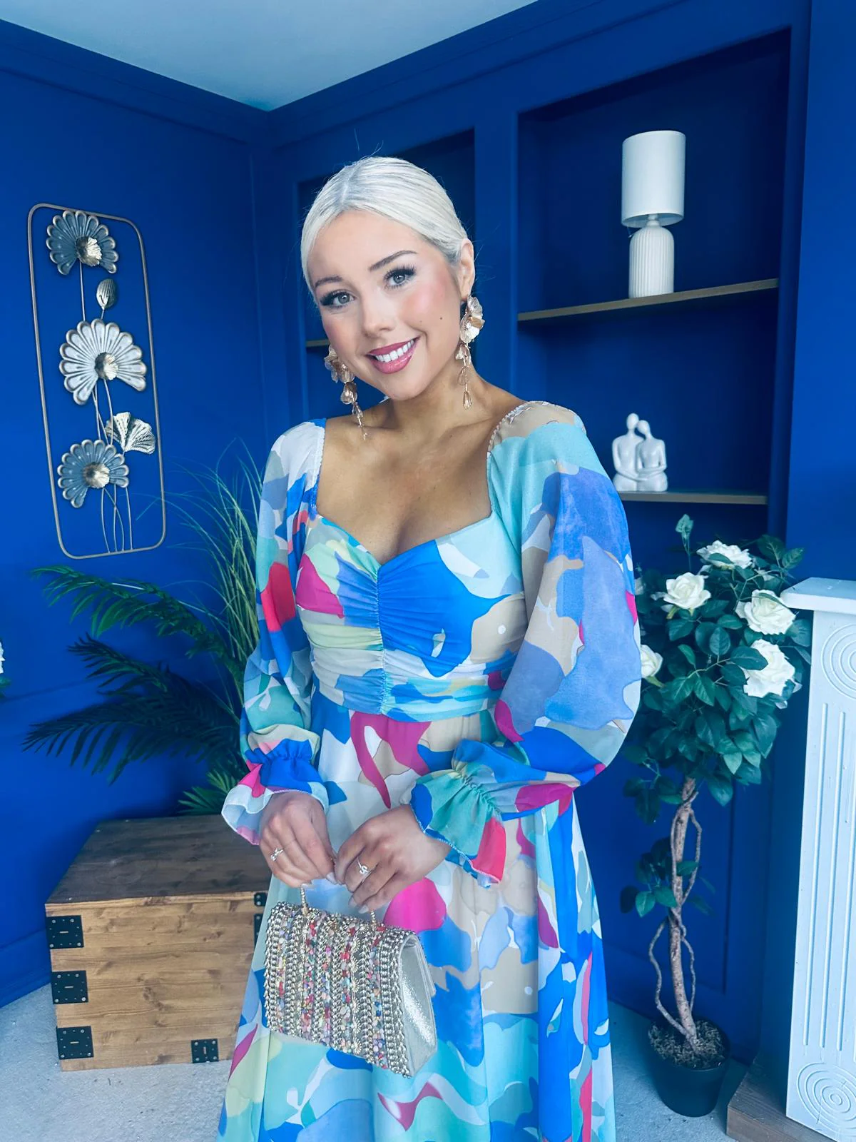 Ailbhe Detailed Midi Dress Geo Blue - Image 8