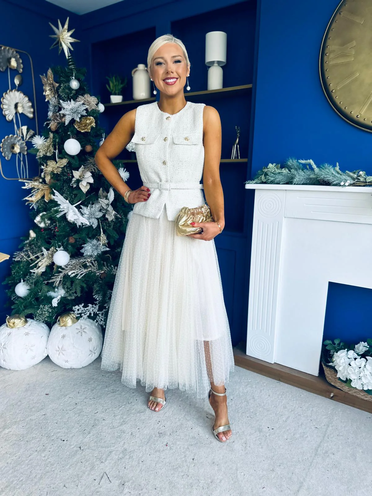 Alannah Detailed Tulle Skirt Cream - Image 3