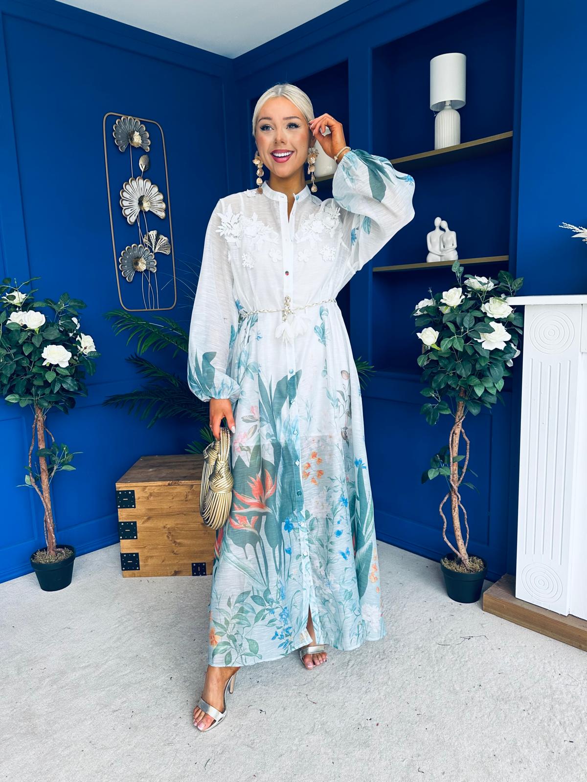 Carol Crochet Detail Occasion Dress White - Image 3