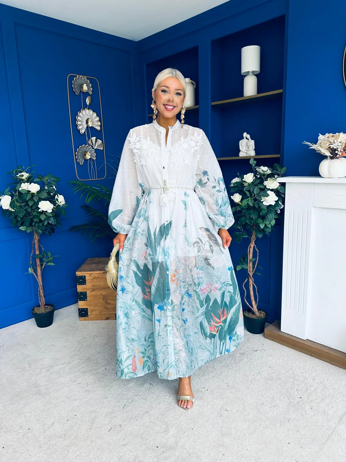 Carol Crochet Detail Occasion Dress White - Image 4