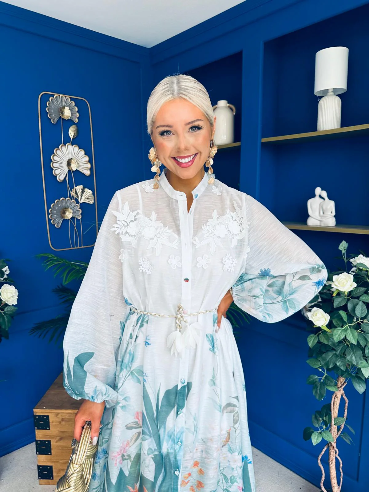 Carol Crochet Detail Occasion Dress White - Image 5