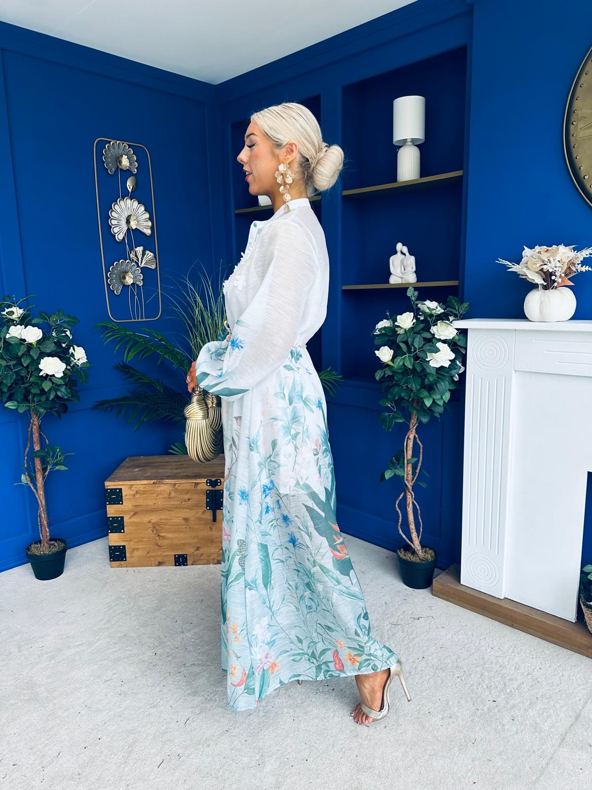 Carol Crochet Detail Occasion Dress White - Image 6