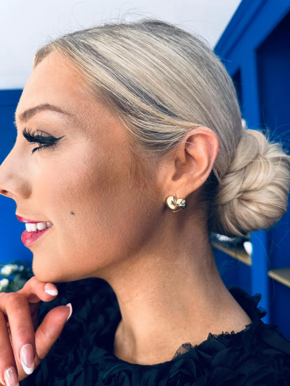 Cassi Heart Stud Earrings Gold - Image 5