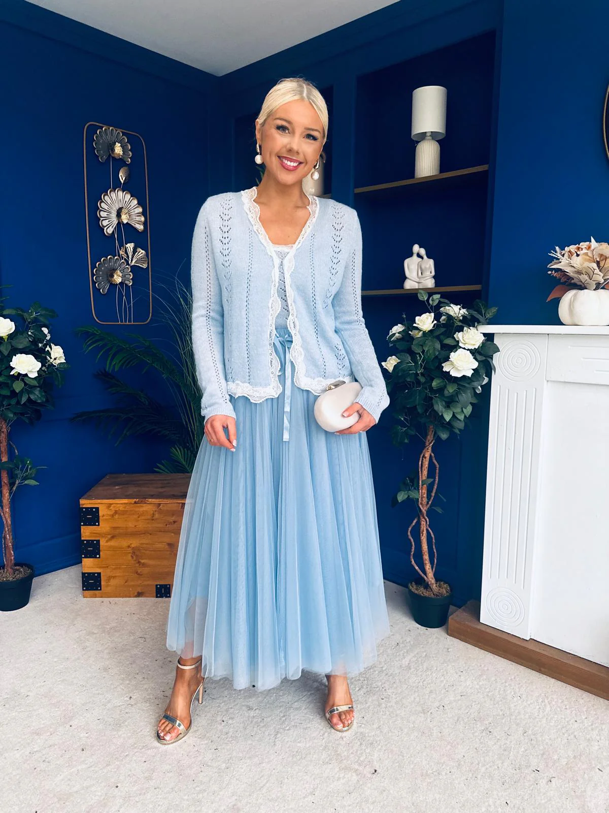 Celine Detailed Tulle Skirt Blue - Image 7