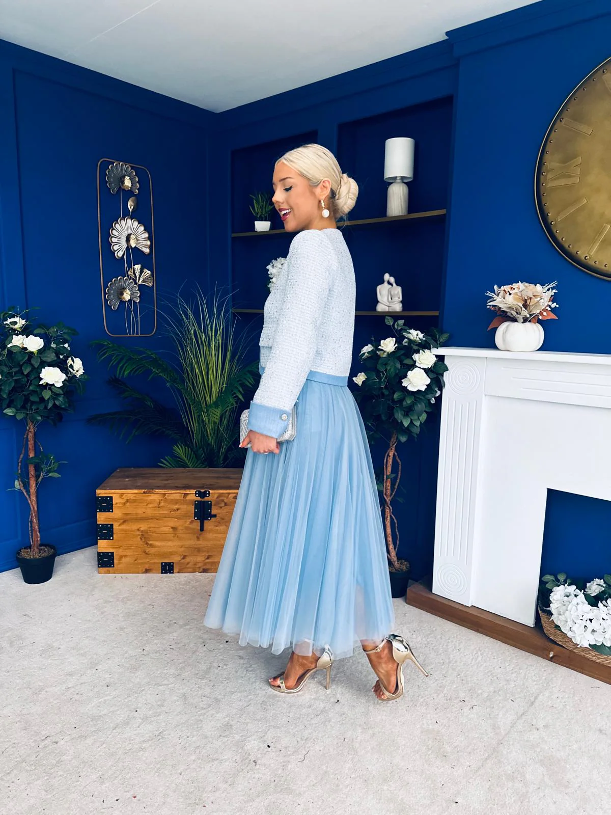 Celine Detailed Tulle Skirt Blue - Image 8