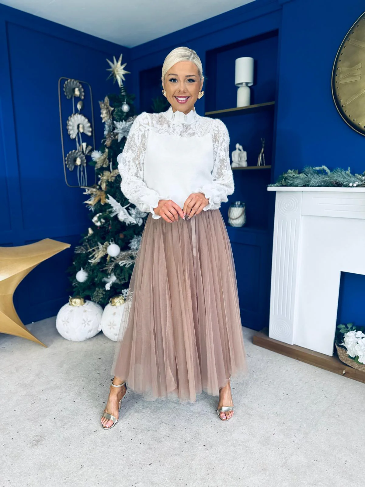 Celine Detailed Tulle Skirt Mocha - Image 6