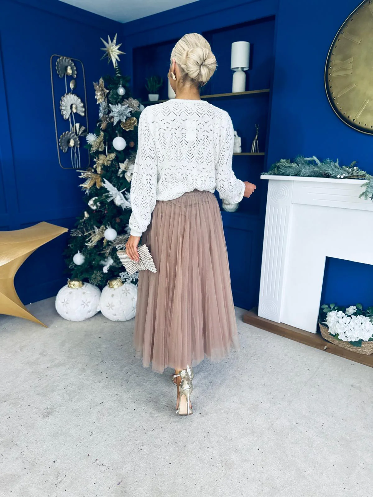 Celine Detailed Tulle Skirt Mocha - Image 7