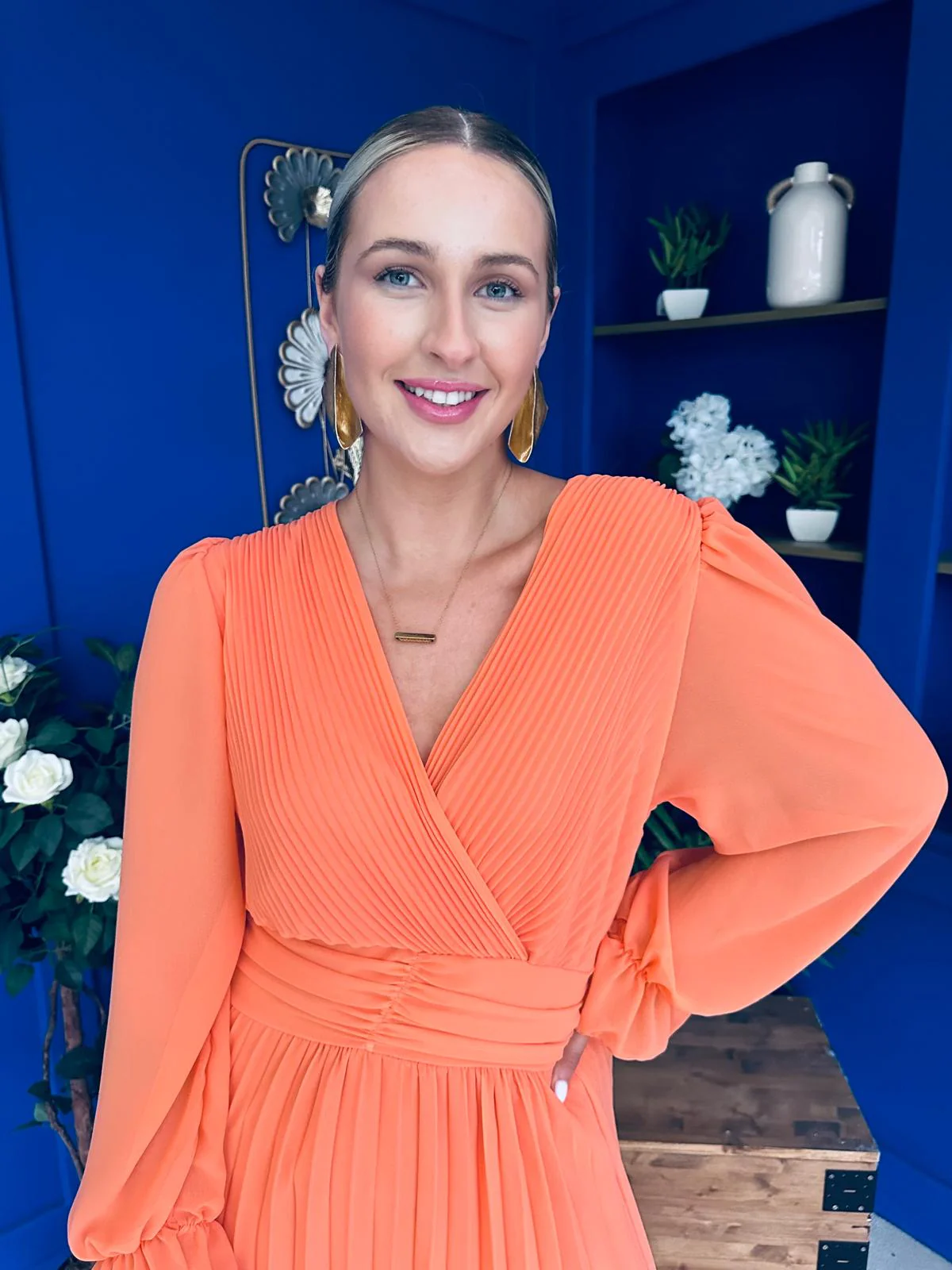 Clodagh Pleat Detailed Midi Dress Amber - Image 6