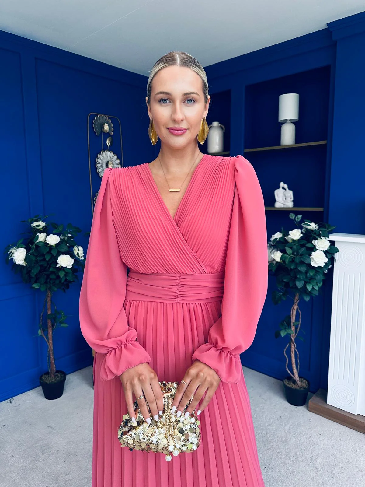 Clodagh Pleat Detailed Midi Dress Mauve - Image 14