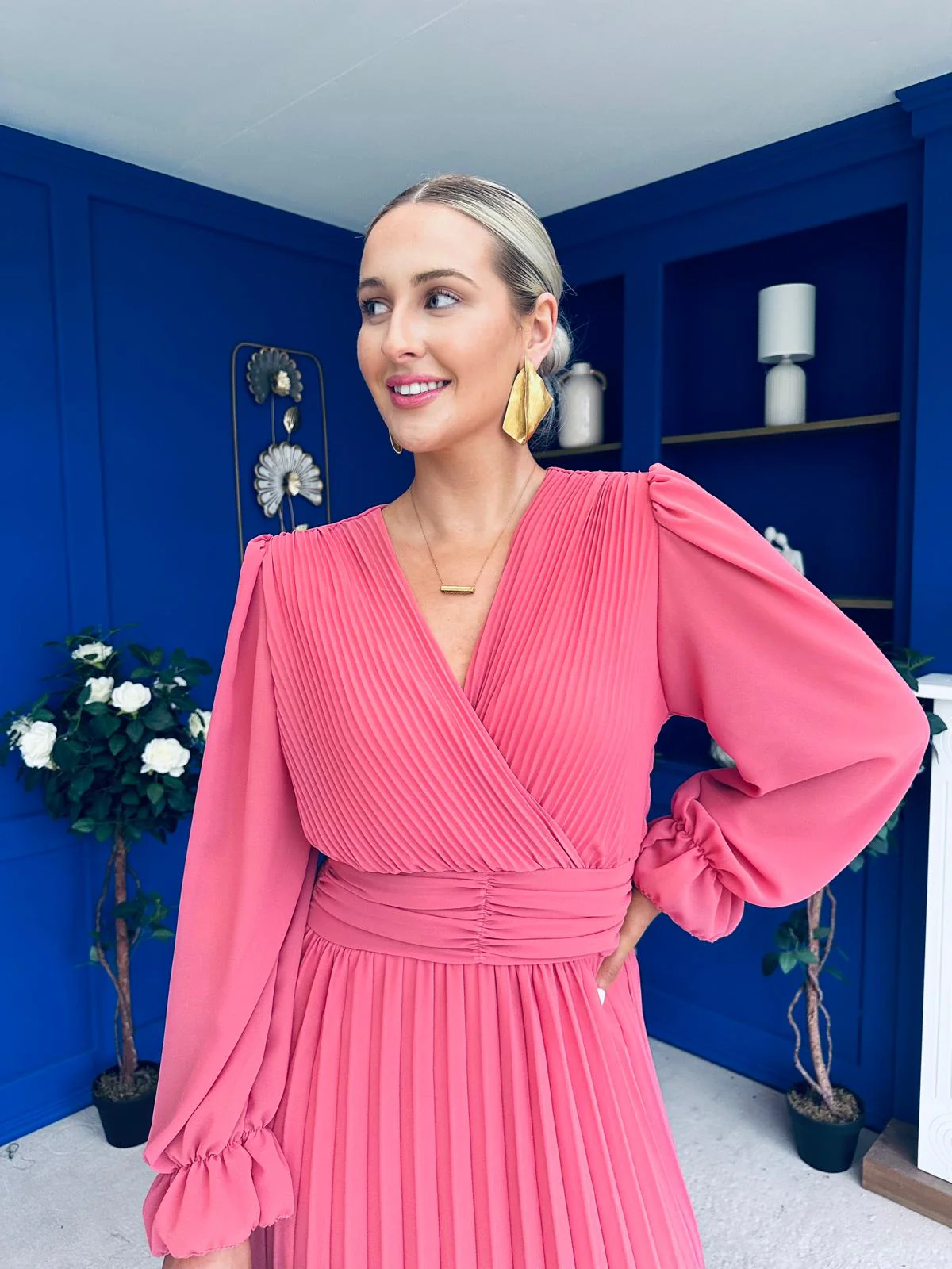 Clodagh Pleat Detailed Midi Dress Mauve - Image 7