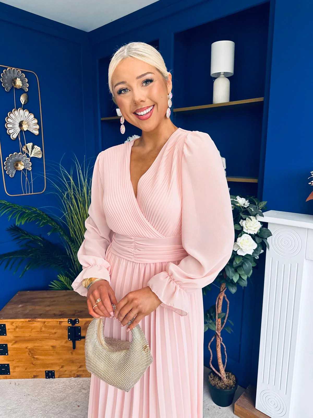 Clodagh Pleat Detailed Midi Dress Pwr Pink - Image 3