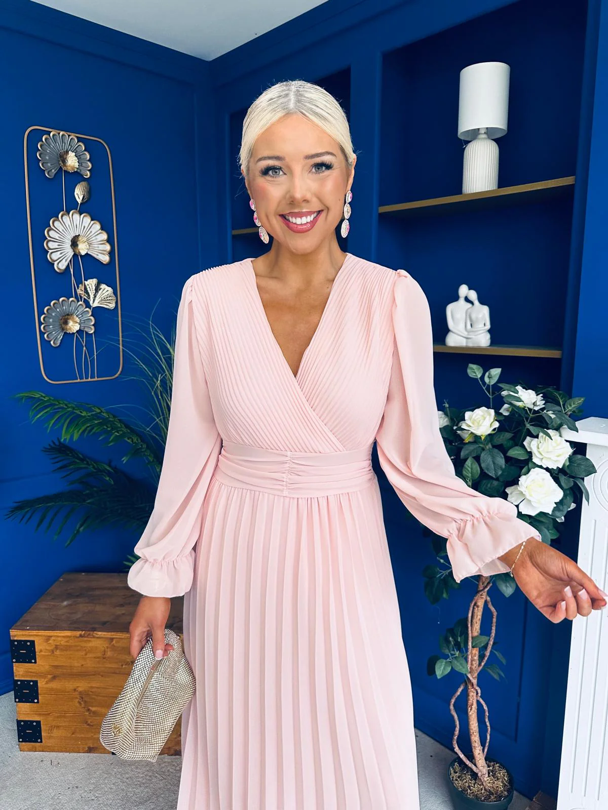 Clodagh Pleat Detailed Midi Dress Pwr Pink - Image 8