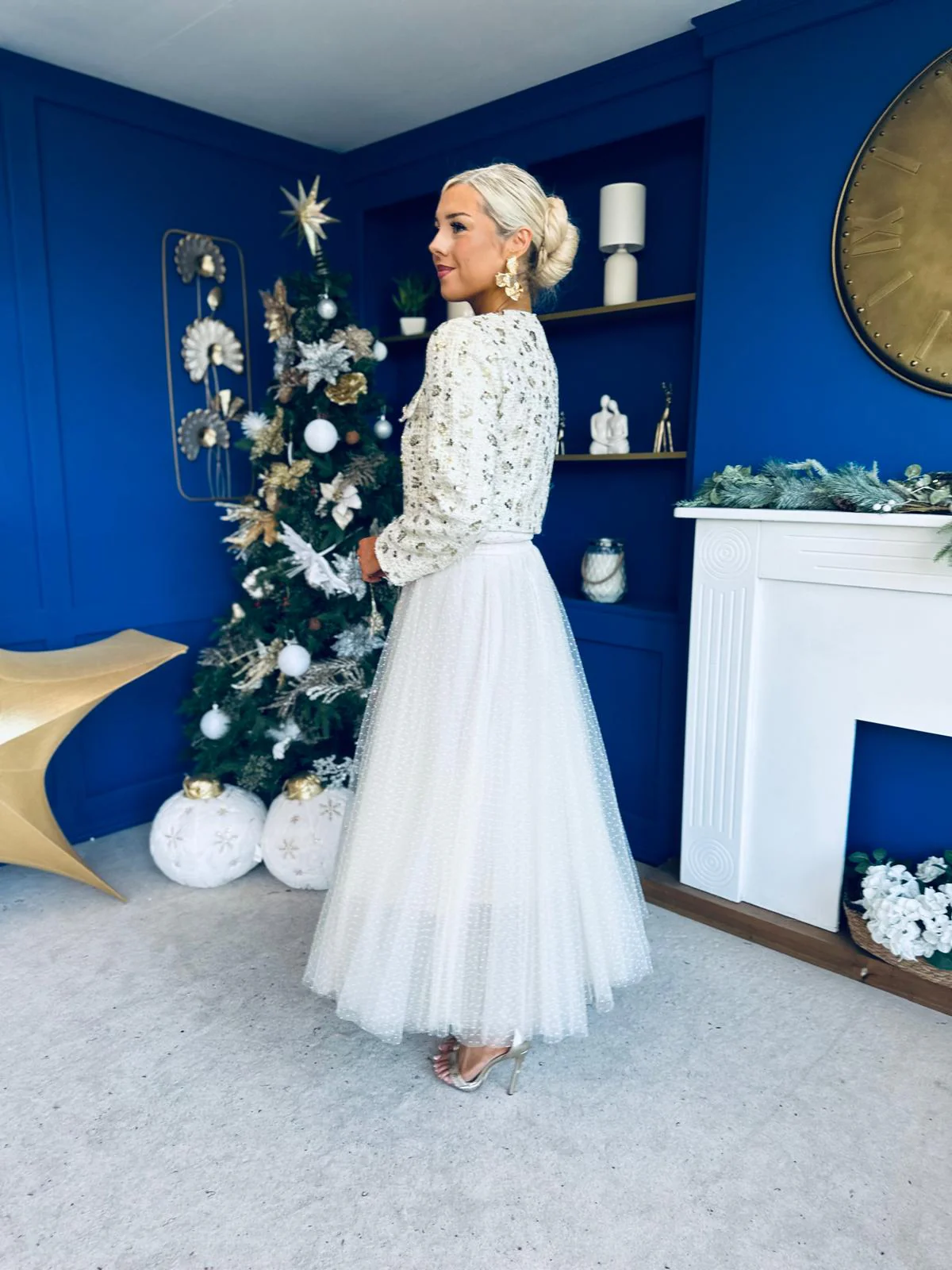 Daniella Detailed Tweed Jacket Cream - Image 9