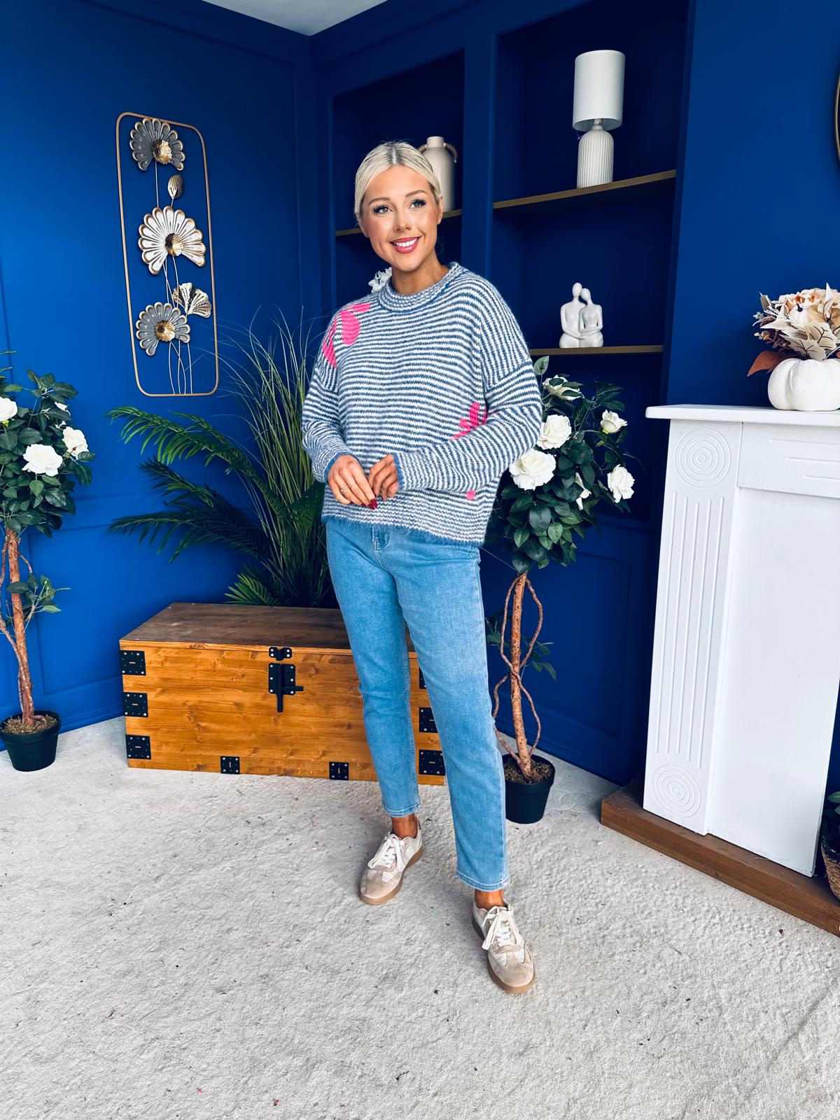 Donna Detailed Knit Jumper Blue - Image 4