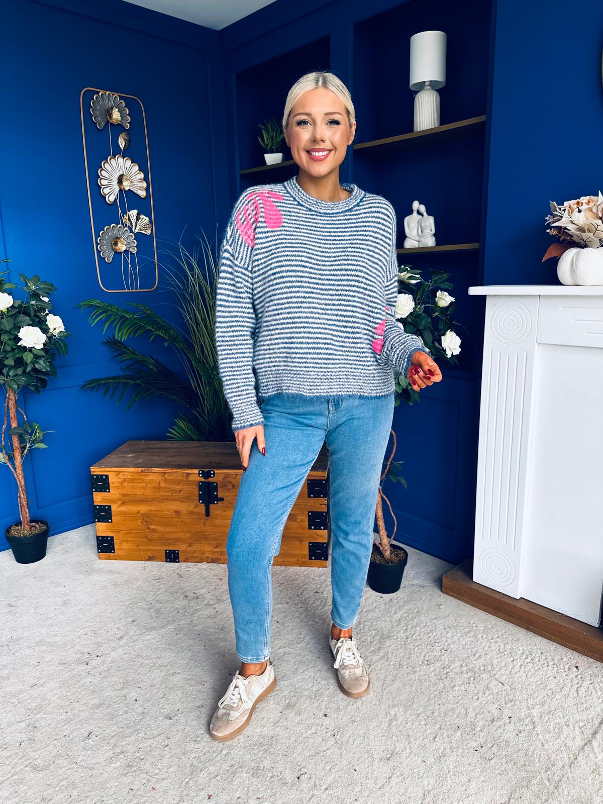 Donna Detailed Knit Jumper Blue - Image 7