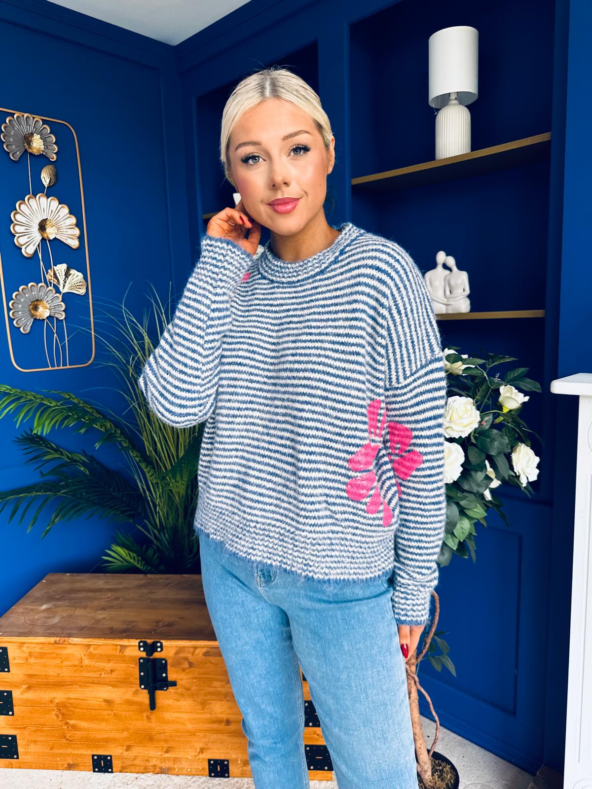 Donna Detailed Knit Jumper Blue - Image 8