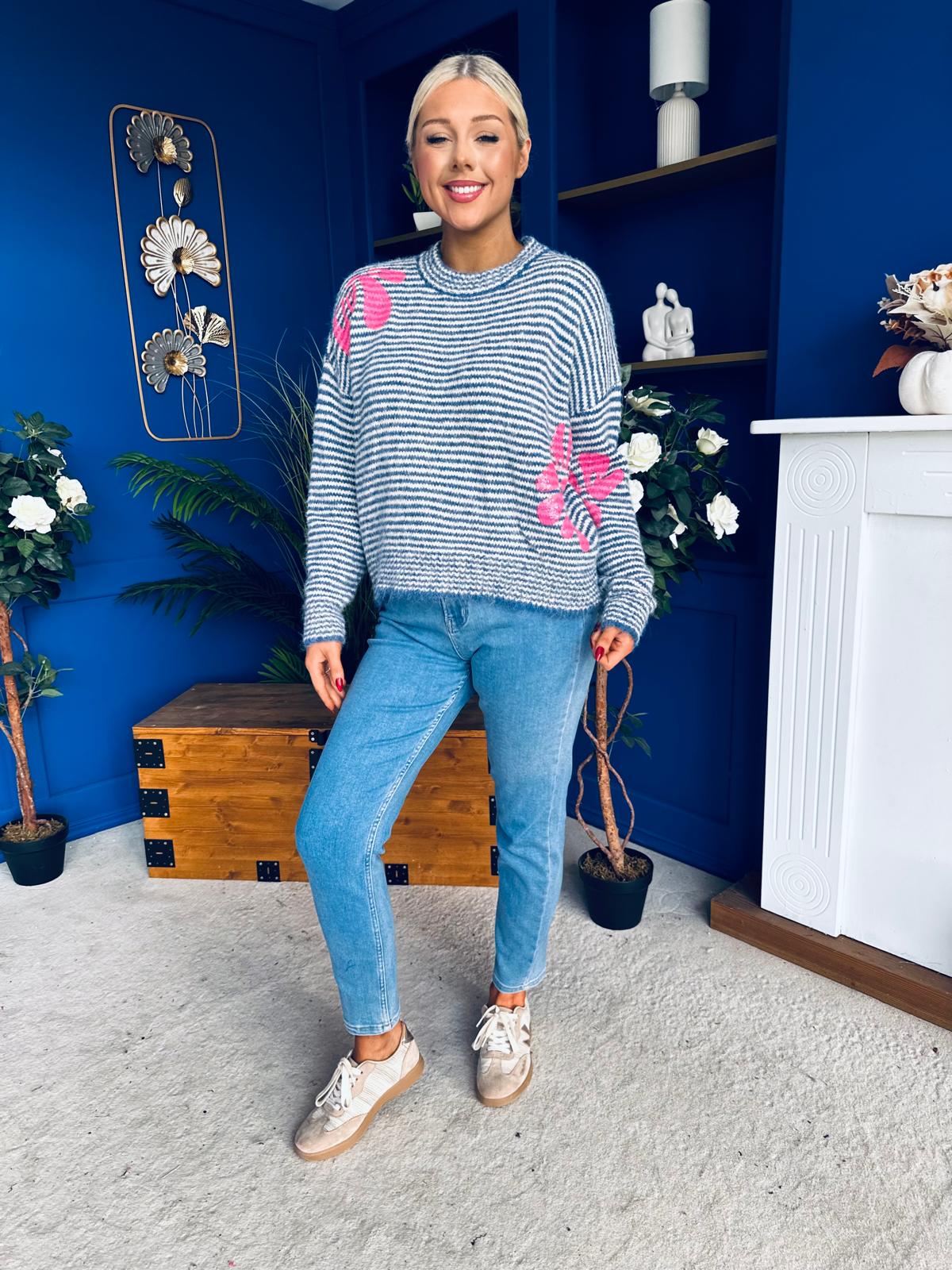 Donna Detailed Knit Jumper Blue - Image 9