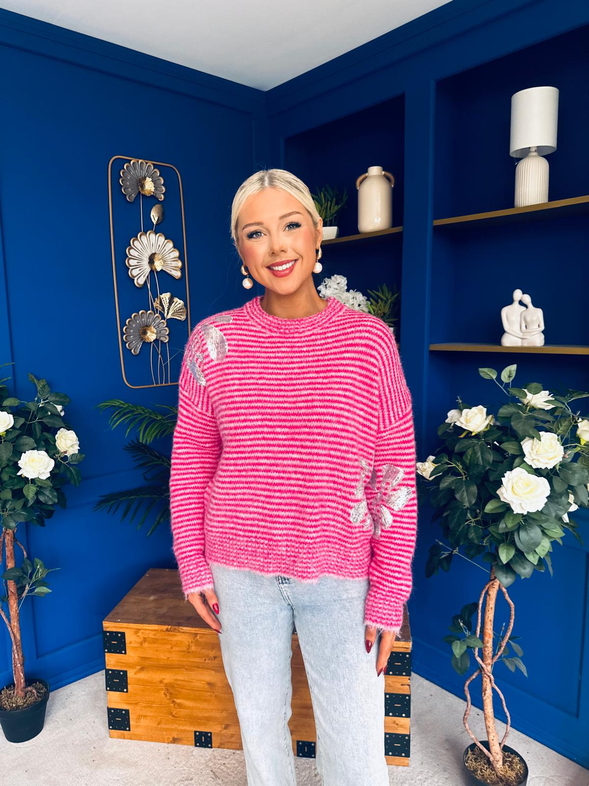 Donna Detailed Knit Jumper Pink - Image 4