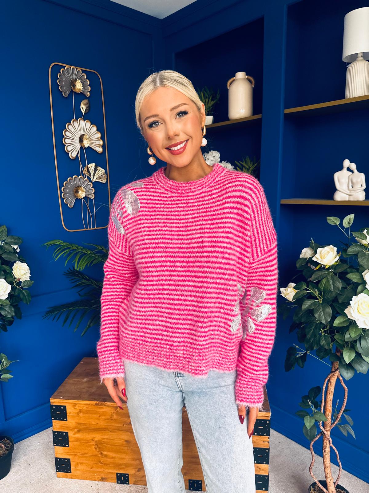 Donna Detailed Knit Jumper Pink - Image 6