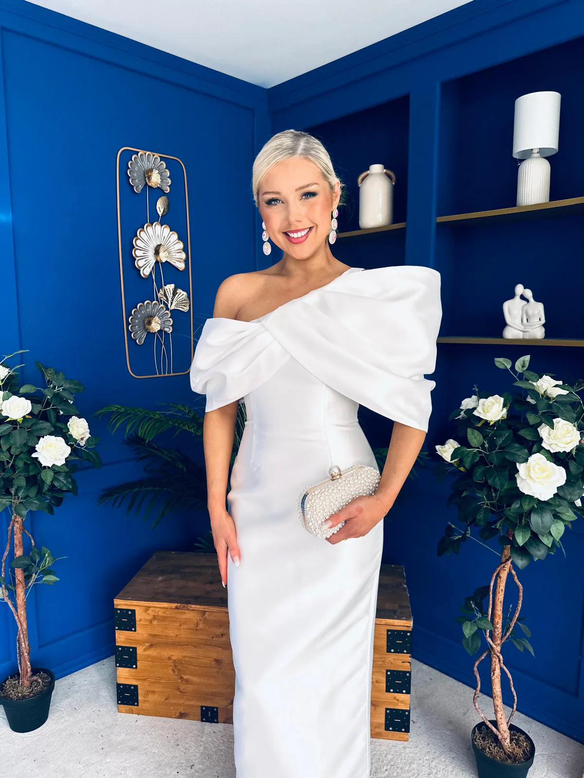 Eden One Shoulder Occasion Dress White - Image 3