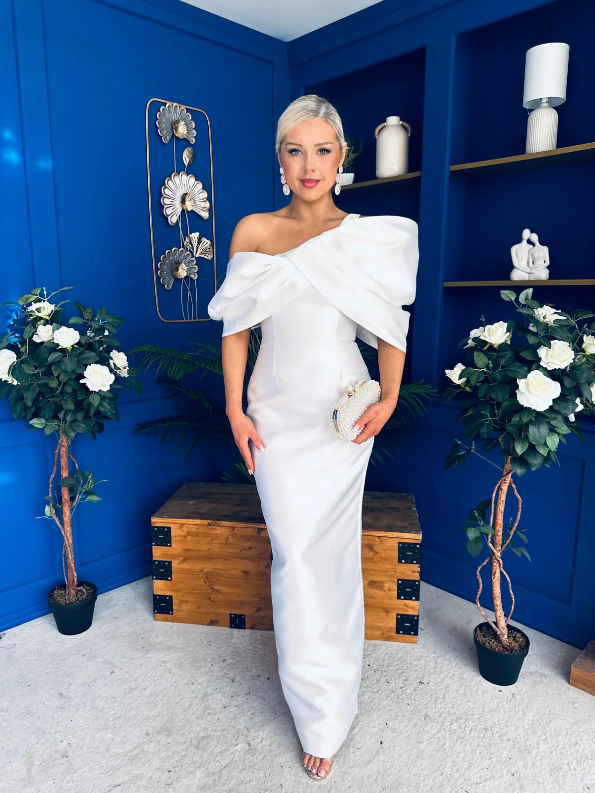 Eden One Shoulder Occasion Dress White - Image 5