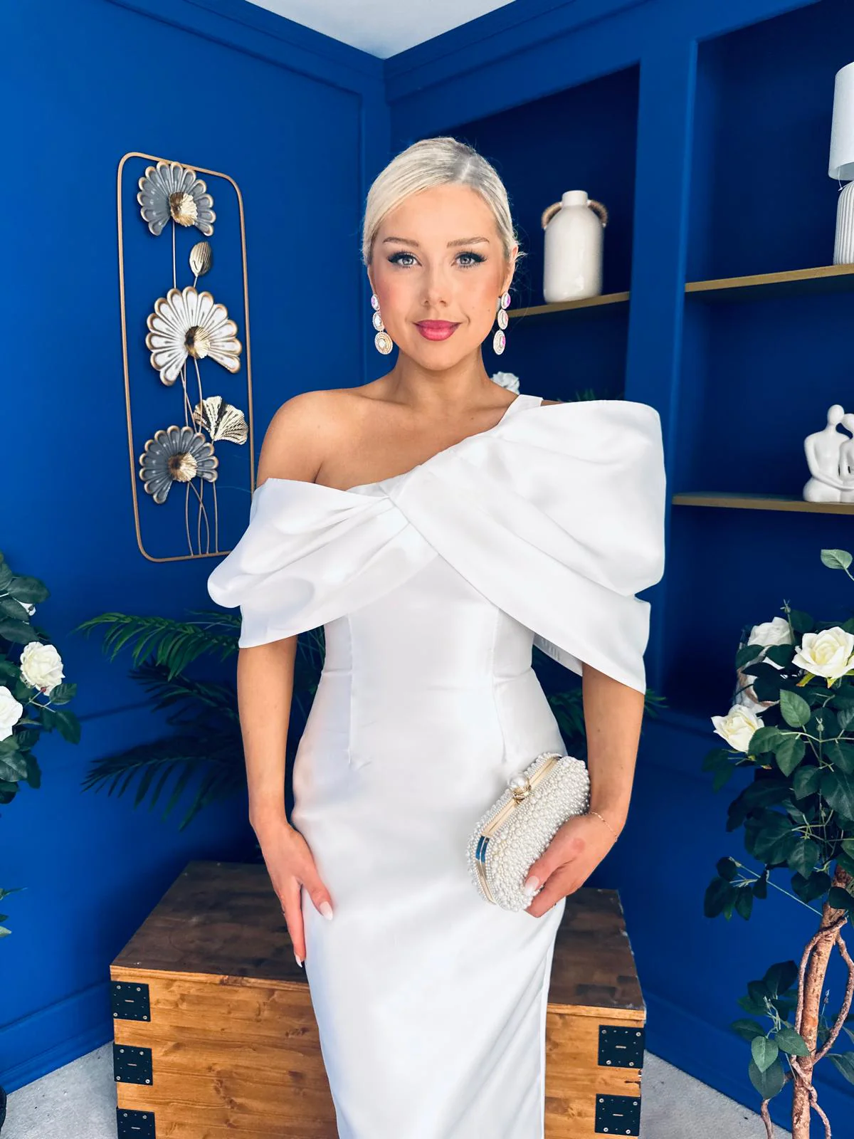 Eden One Shoulder Occasion Dress White - Image 8