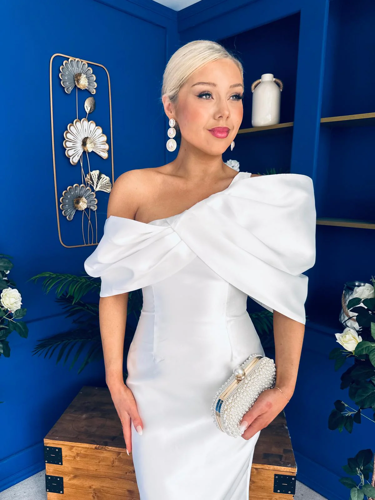 Eden One Shoulder Occasion Dress White - Image 9