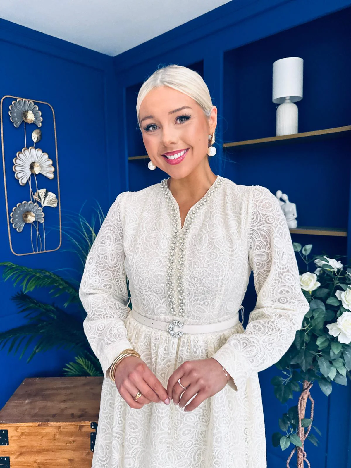 Ellie Crochet Detail Occasion Dress Almond - Image 7