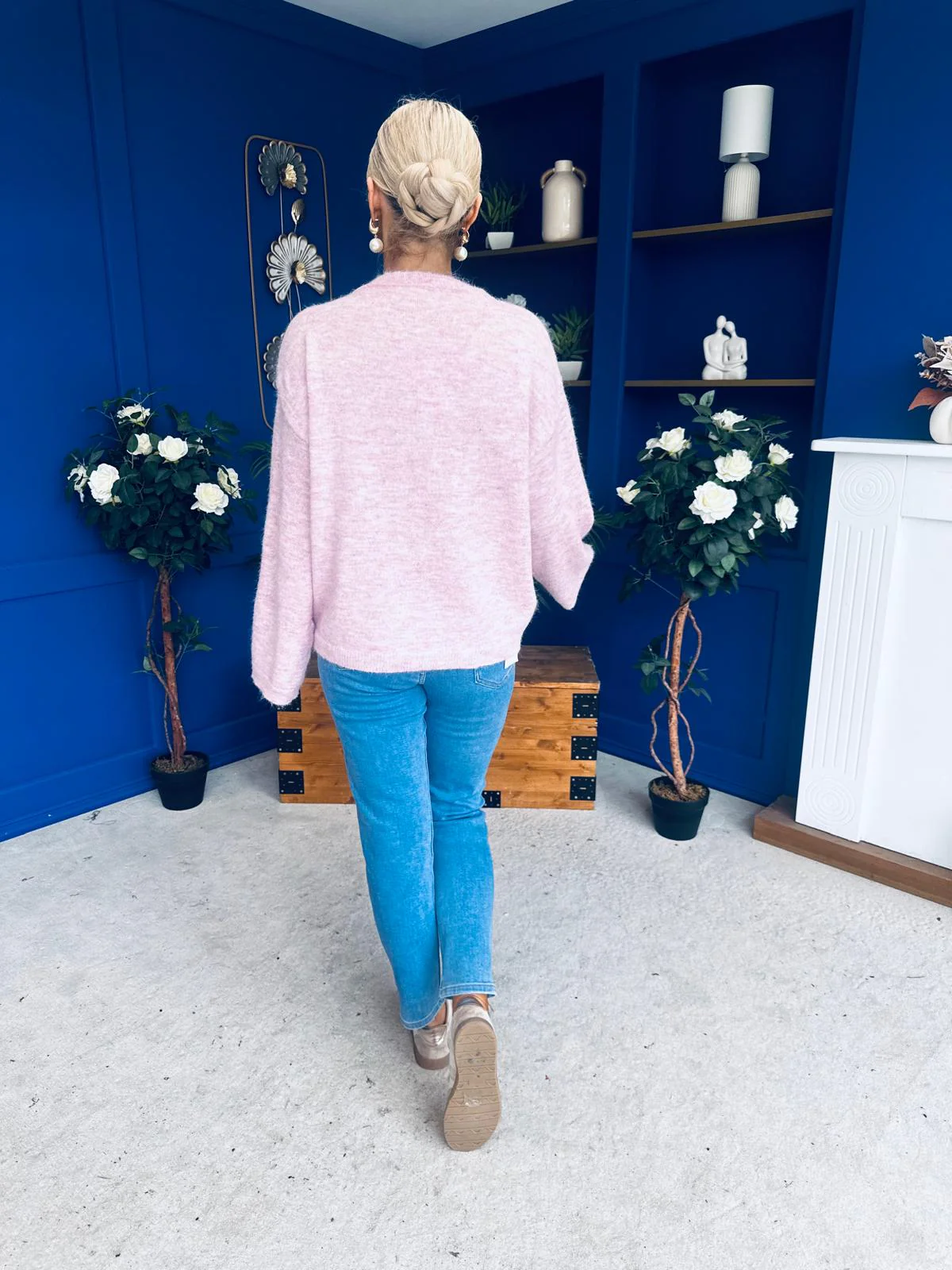 Eva Gathered Detail Knit Jumper Pink - Image 8