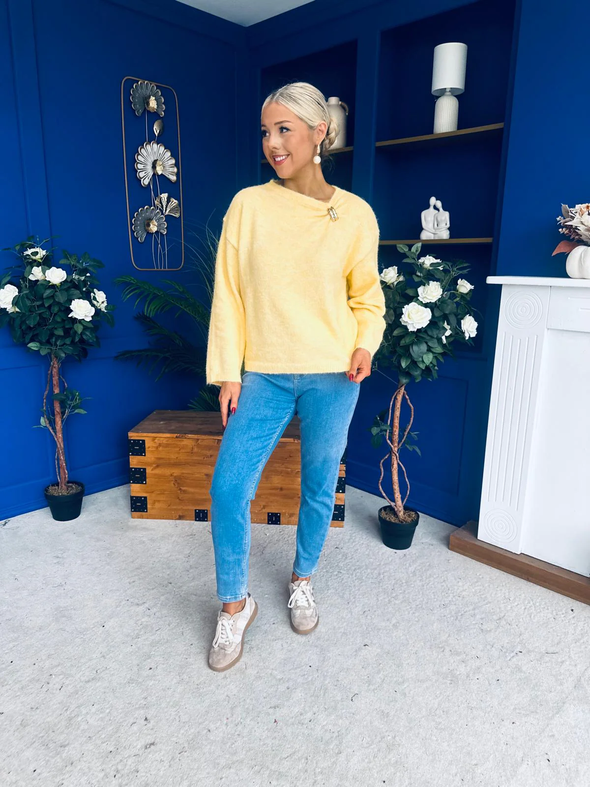 Eva Gathered Detail Knit Jumper Yellow - Image 3