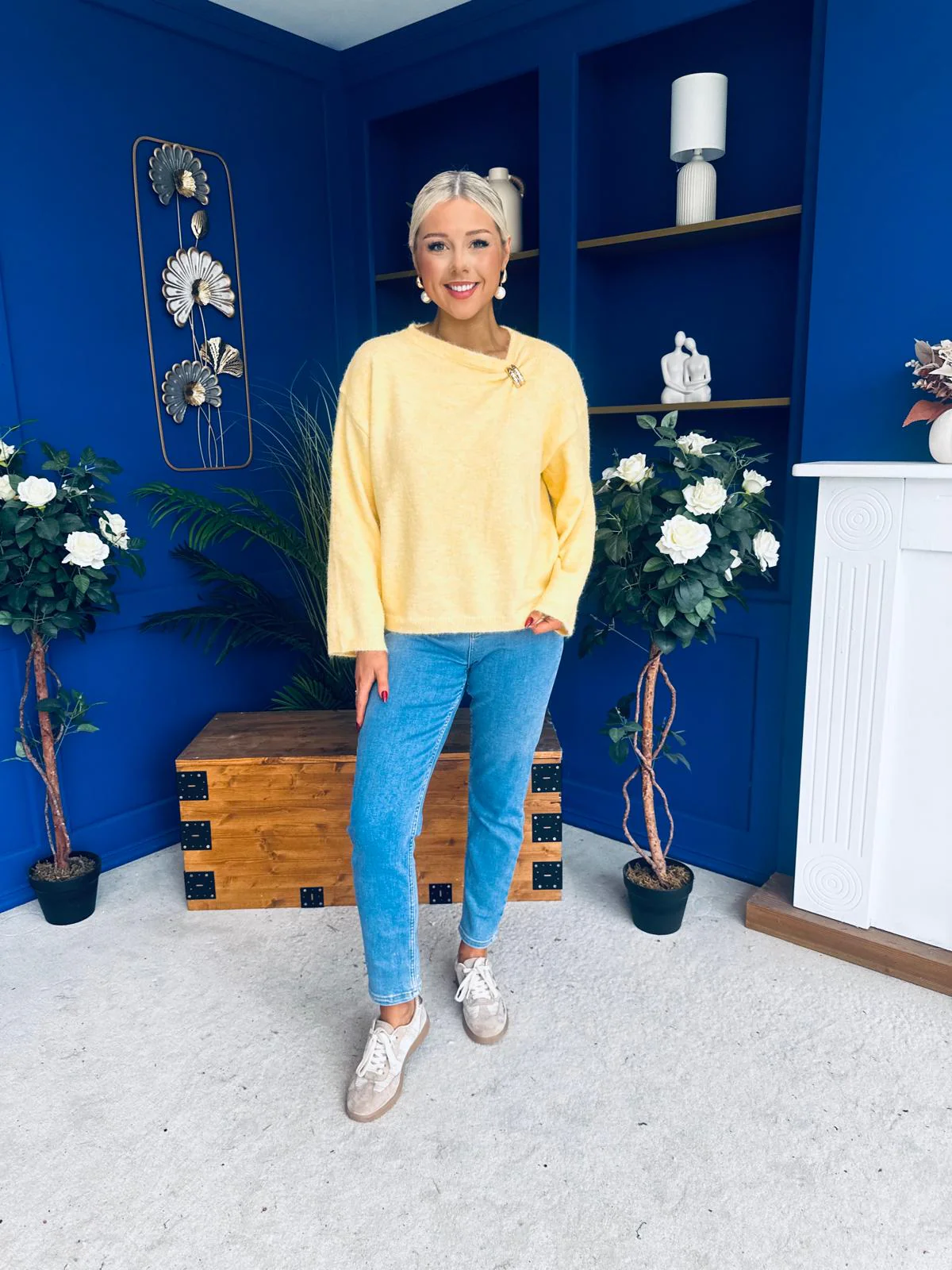 Eva Gathered Detail Knit Jumper Yellow - Image 4