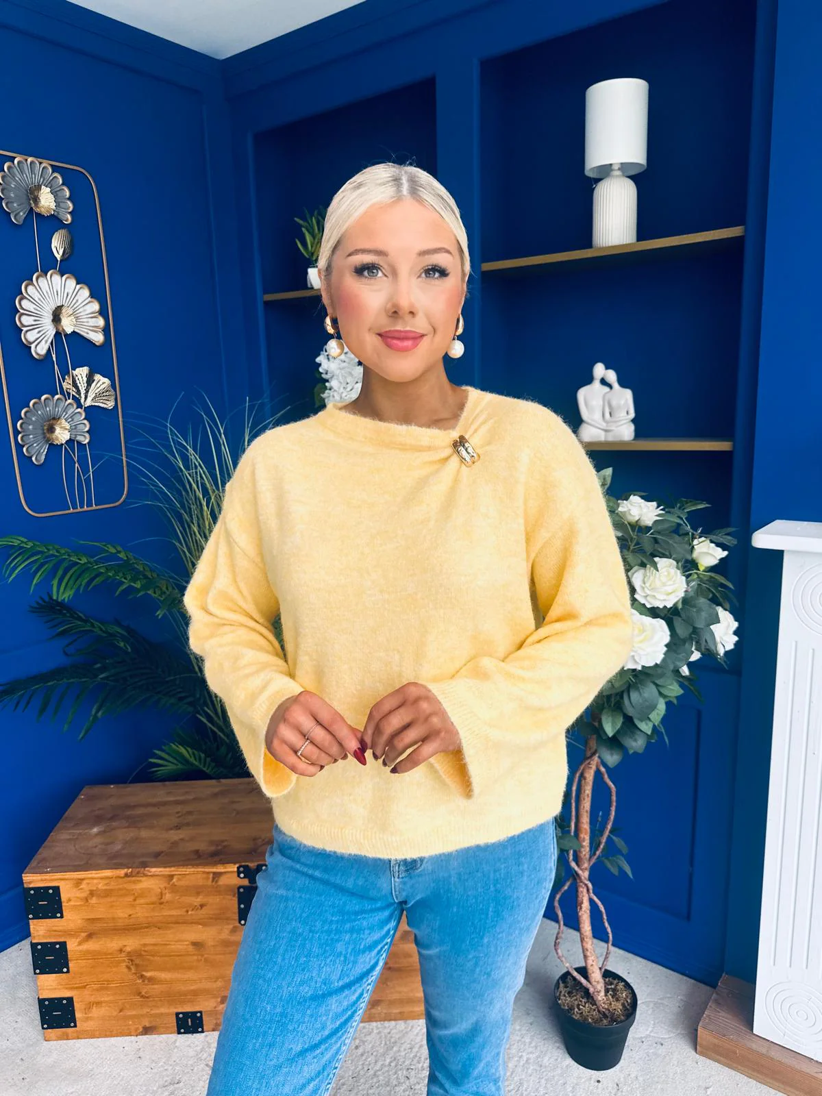 Eva Gathered Detail Knit Jumper Yellow - Image 5