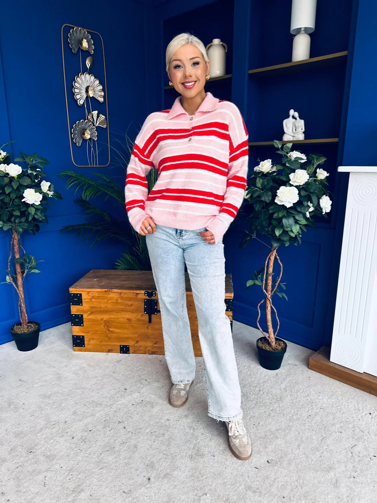 Felicity Striped Knit Jumper Red - Image 7