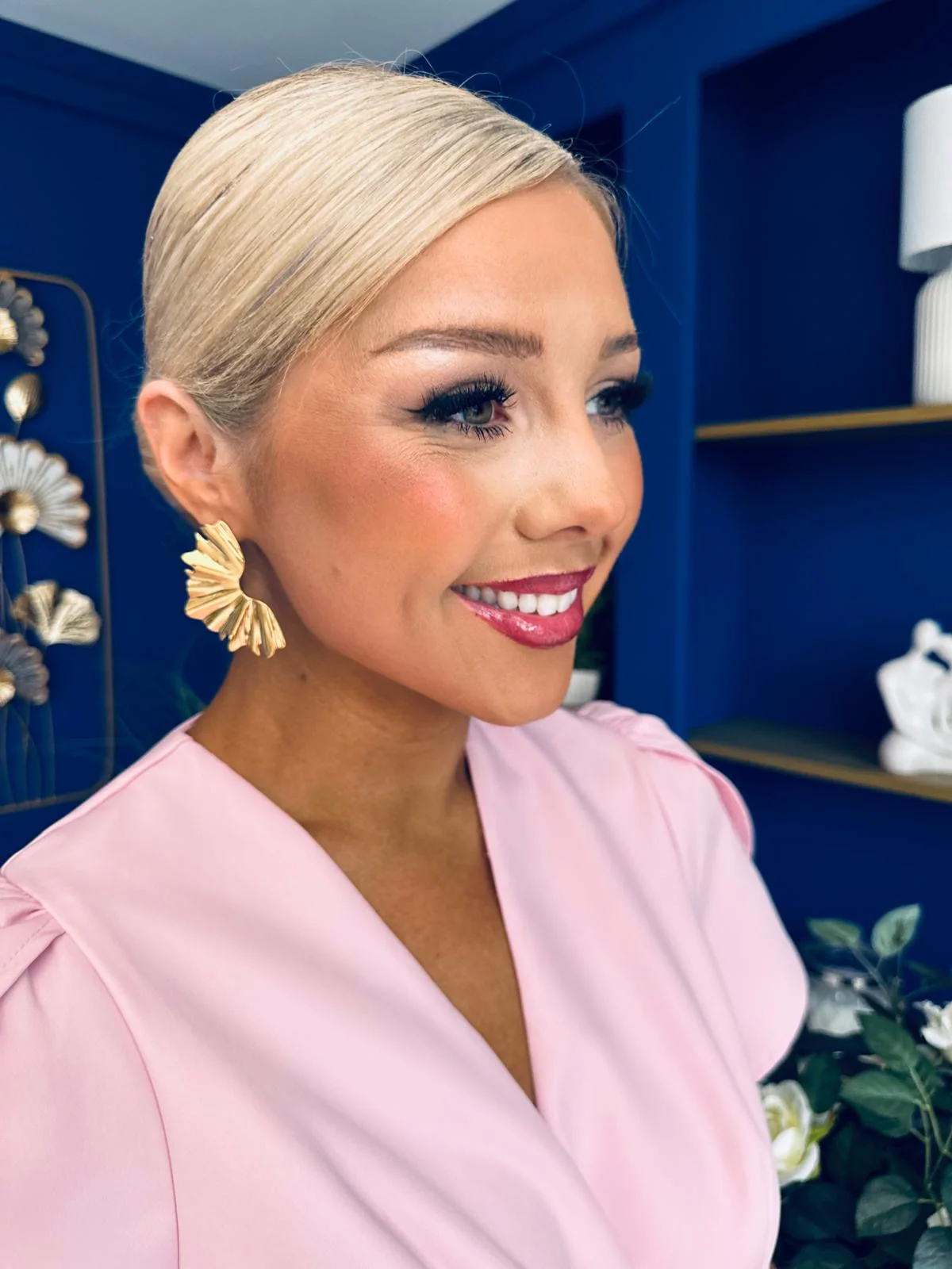 Gold Fan Stud Earrings - Image 4