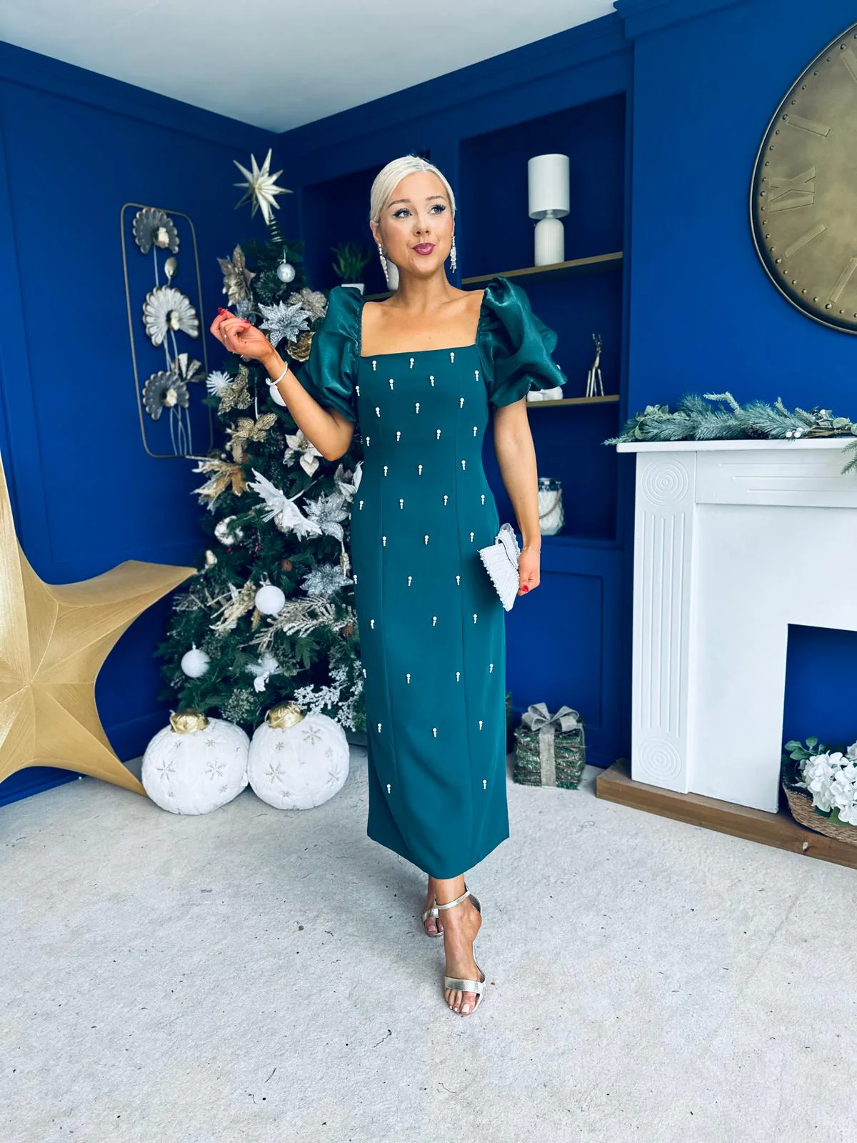 Ivy Embellished Occasion Dress Forest - Image 3