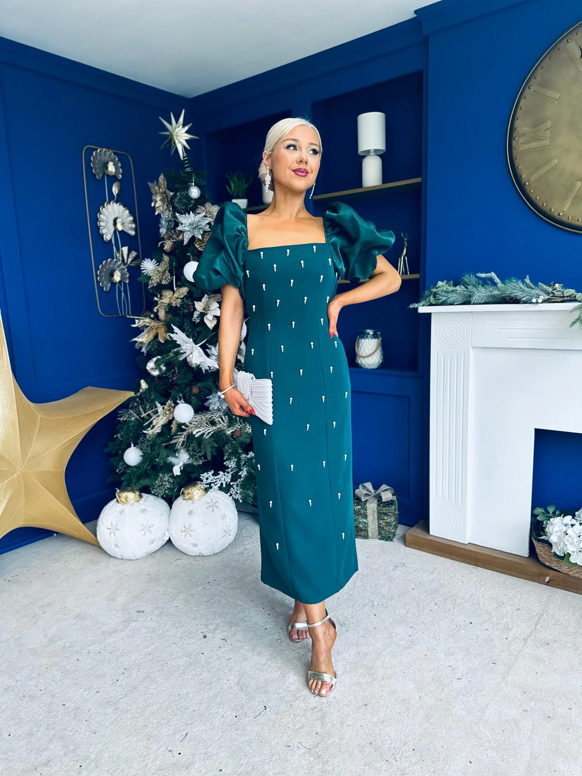 Ivy Embellished Occasion Dress Forest - Image 8