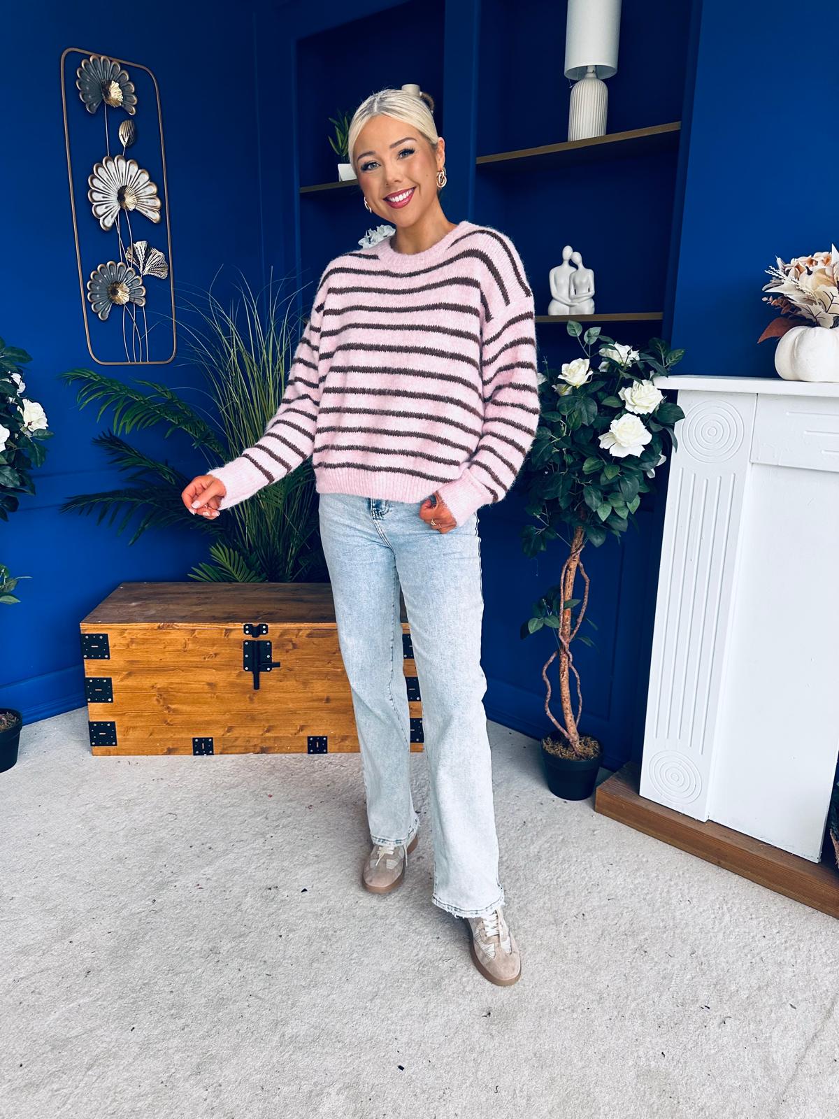 Jordan Striped Knit Jumper Pink Coco - Image 4