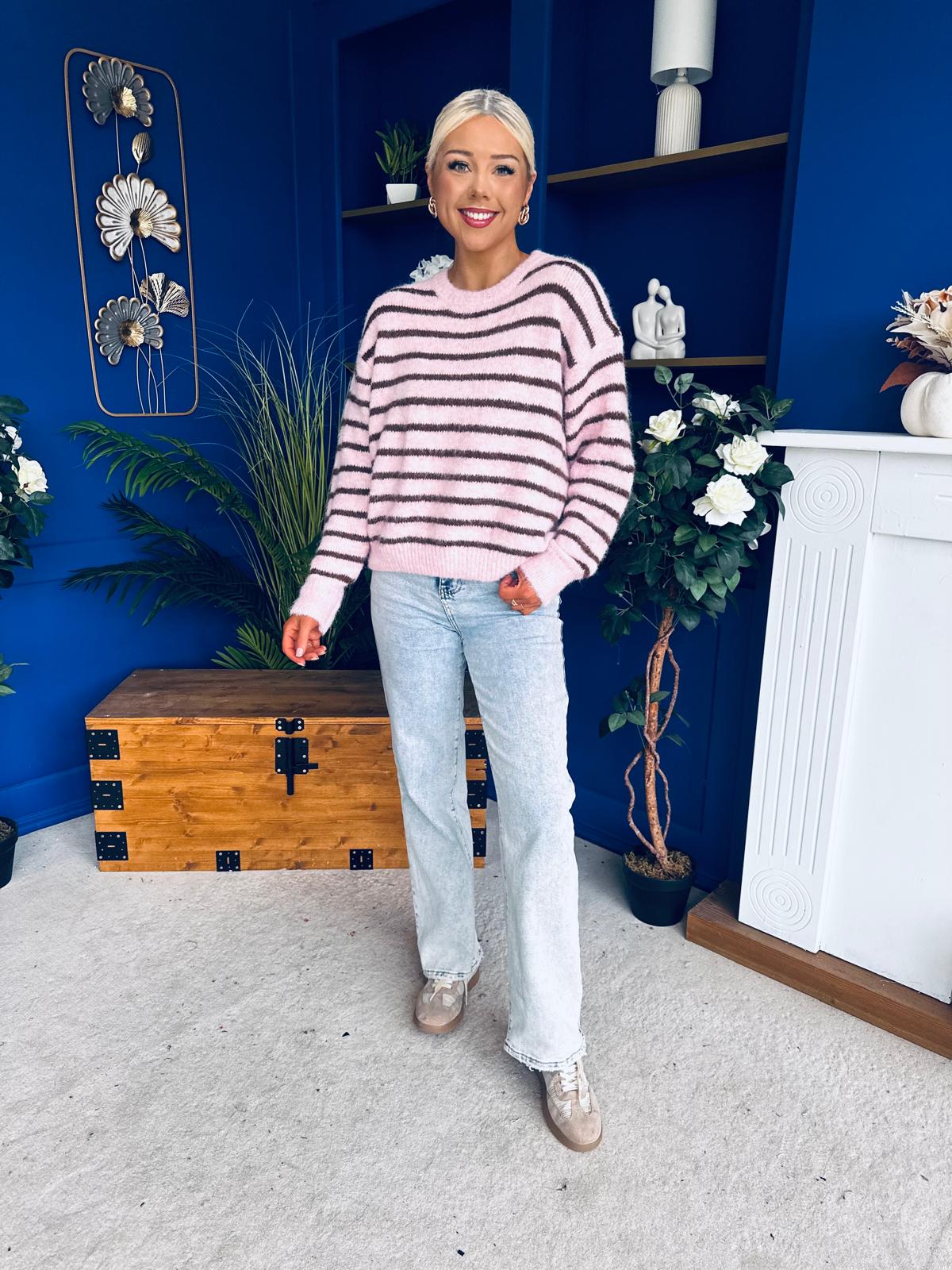 Jordan Striped Knit Jumper Pink Coco - Image 5