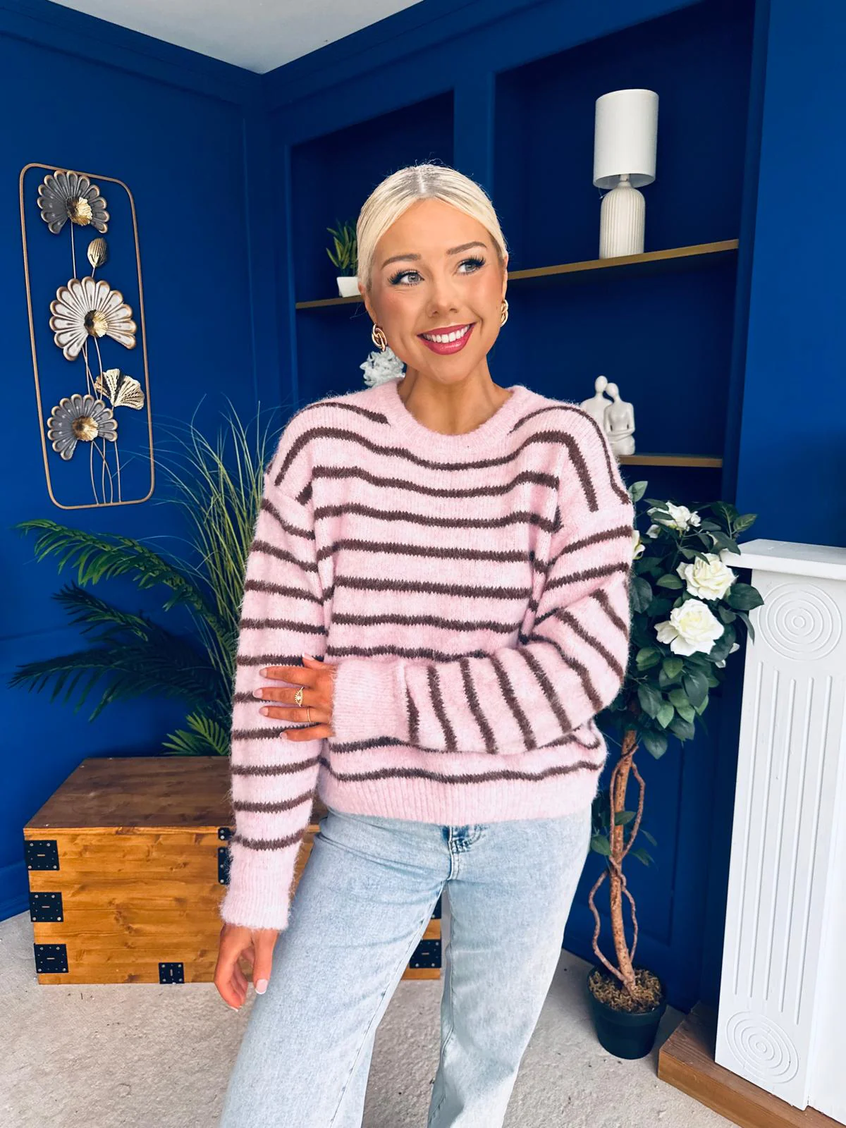 Jordan Striped Knit Jumper Pink Coco - Image 6