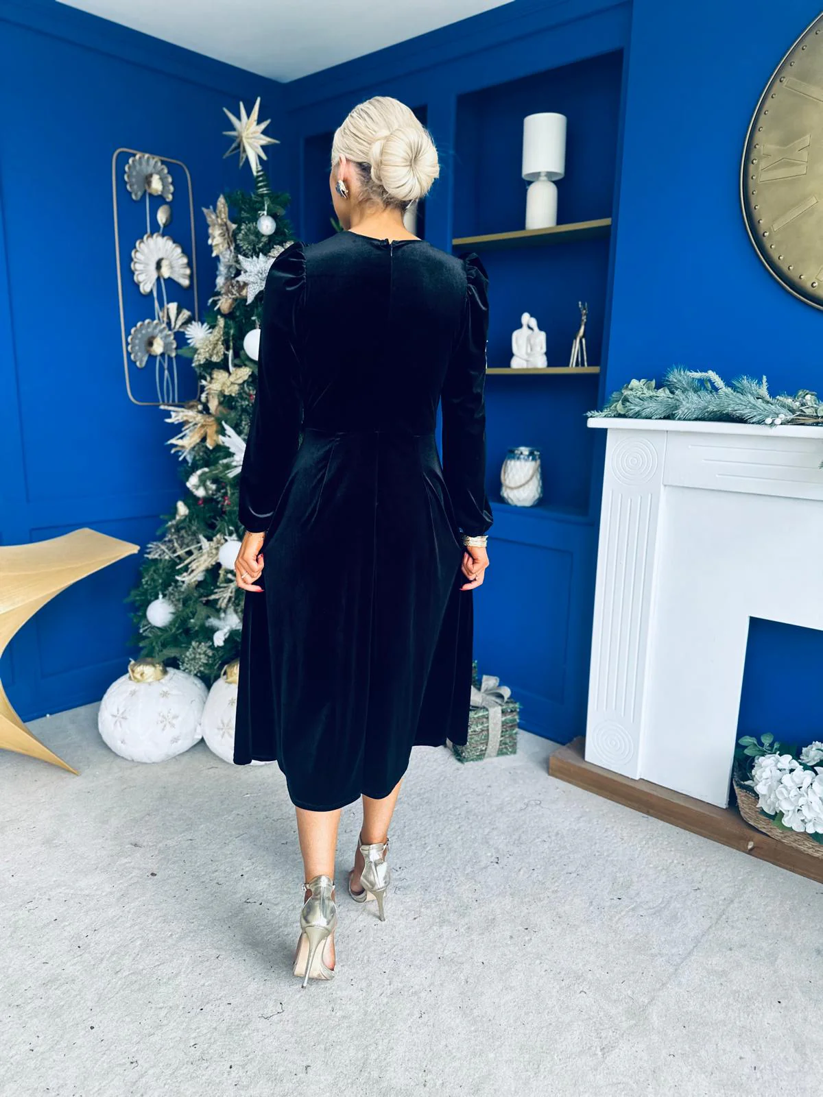 Lauren Detaild Velvet Occasion Dress Black - Image 10