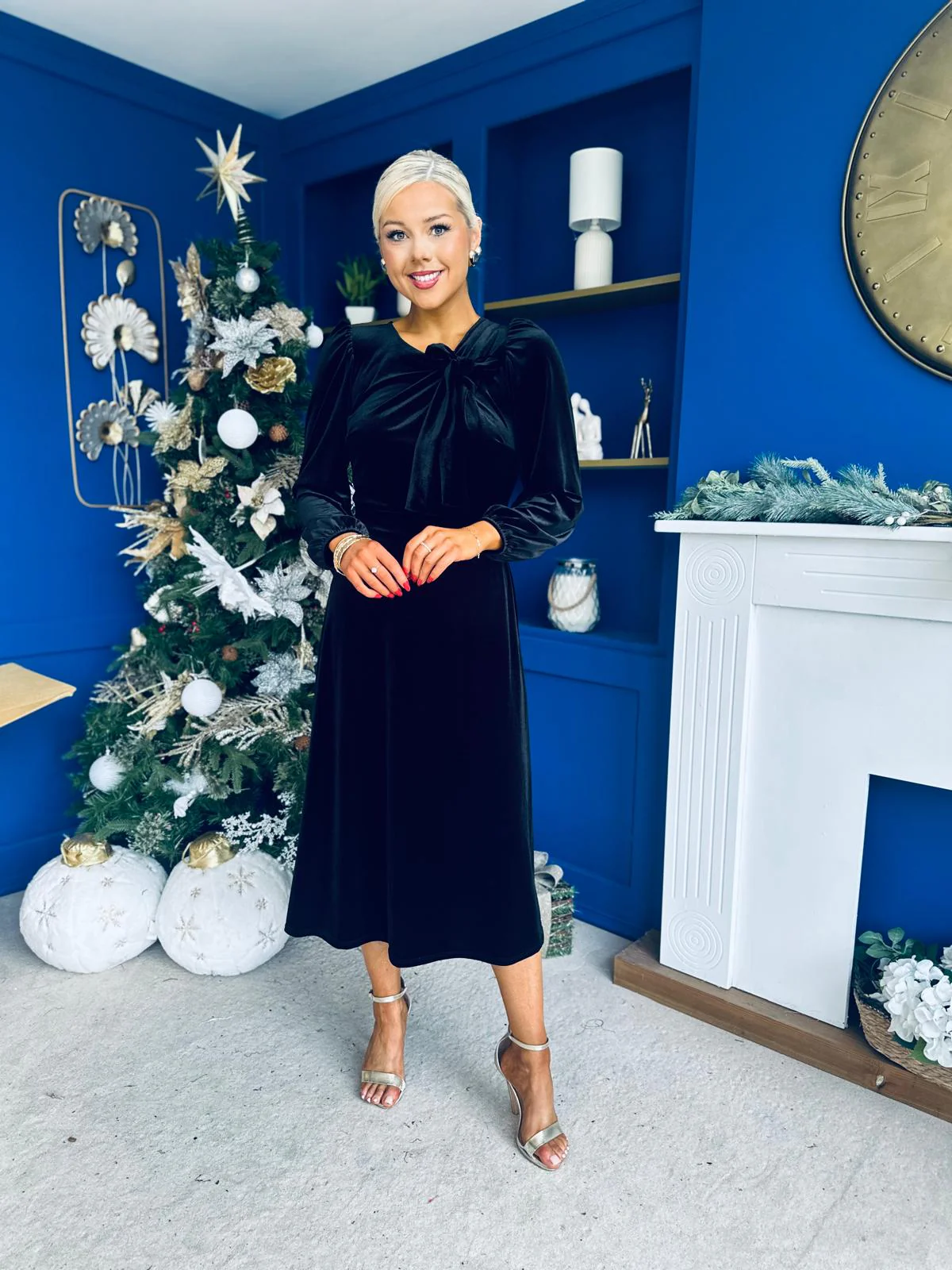 Lauren Detaild Velvet Occasion Dress Black - Image 6