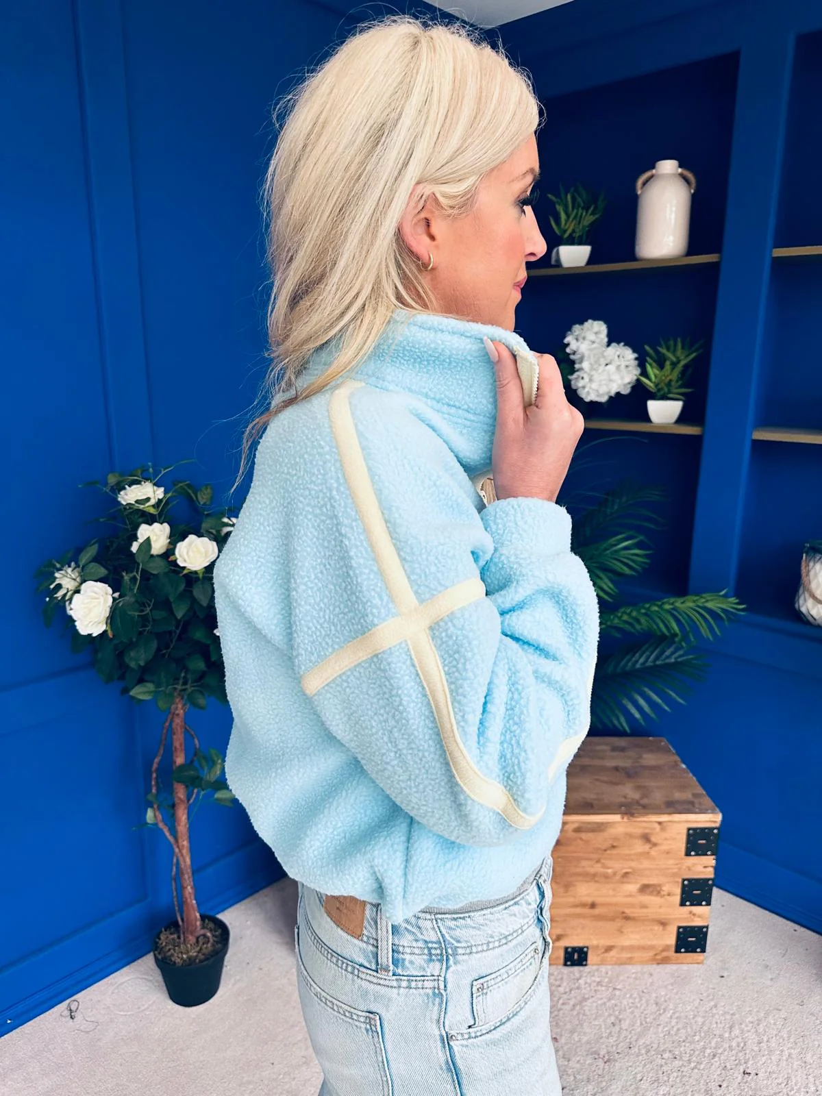 Lulu Contrast Binding Full Zip Fleece Blue - Image 6