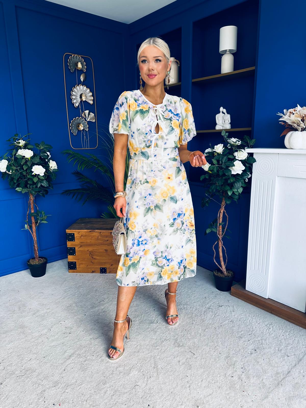 Maeve Detailed Midi Dress Floral Yellow - Image 5