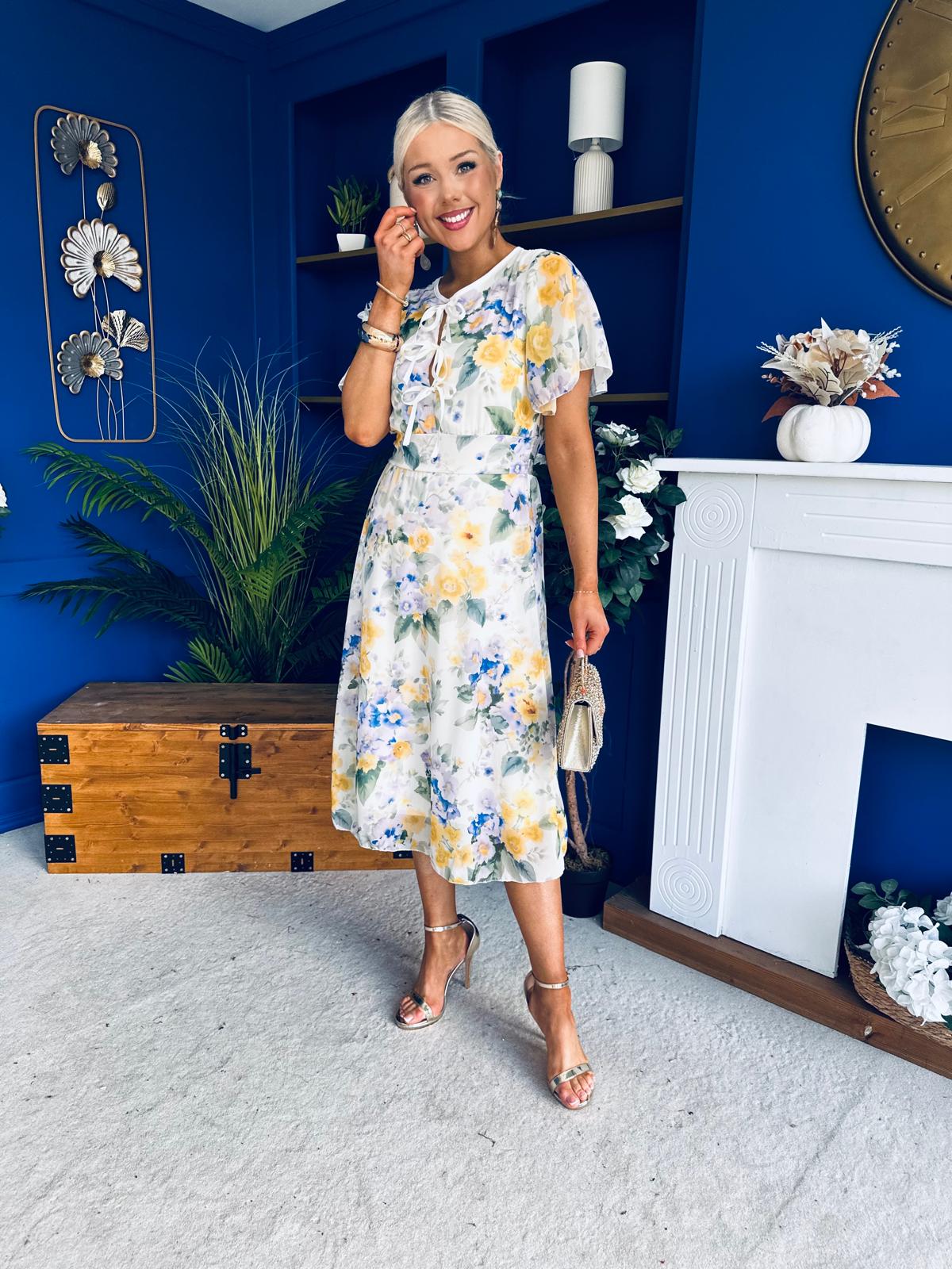 Maeve Detailed Midi Dress Floral Yellow - Image 7