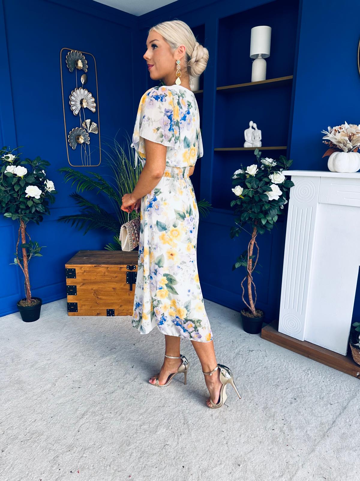 Maeve Detailed Midi Dress Floral Yellow - Image 8