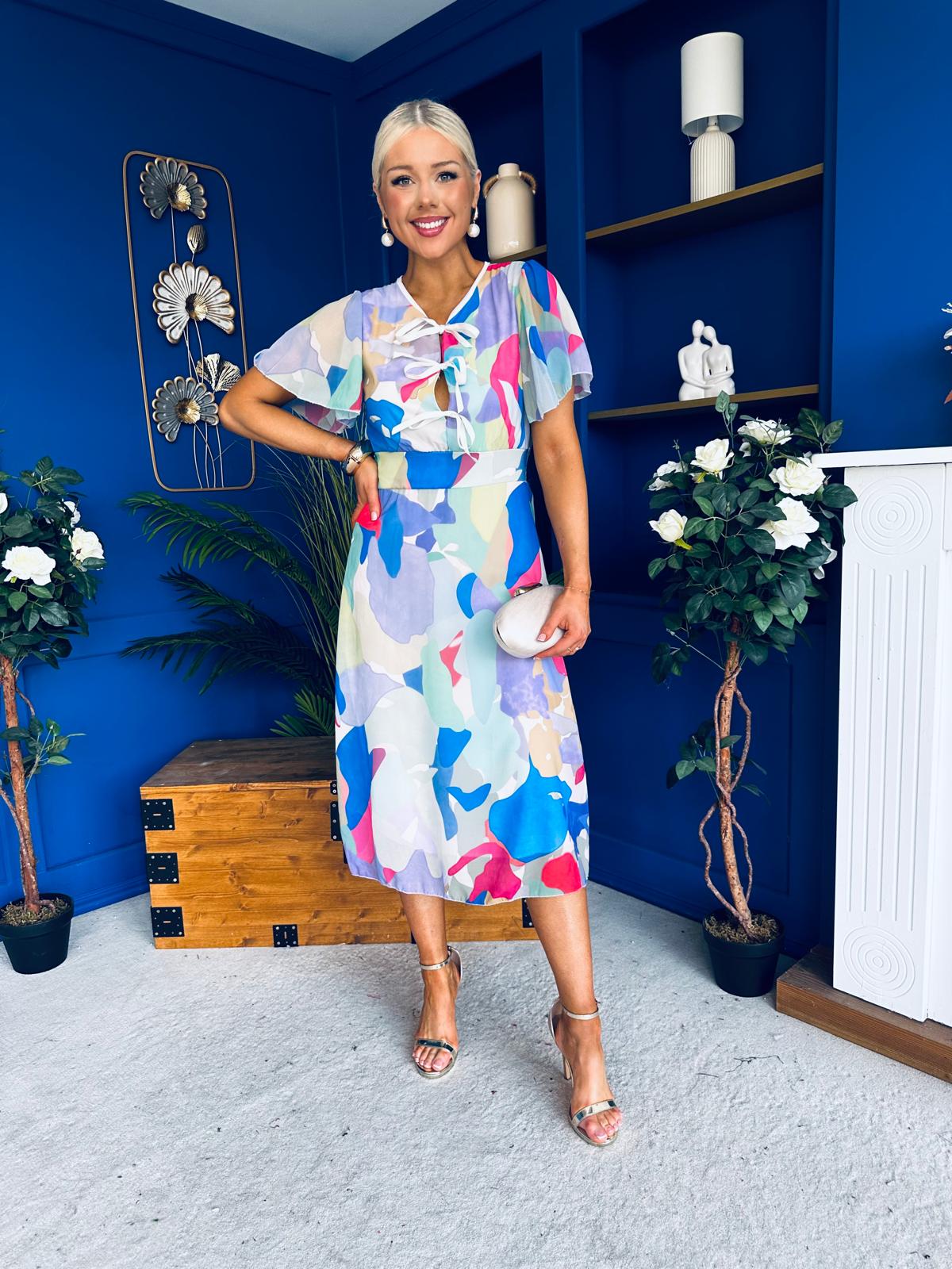 Maeve Detailed Midi Dress Geo Blue - Image 5