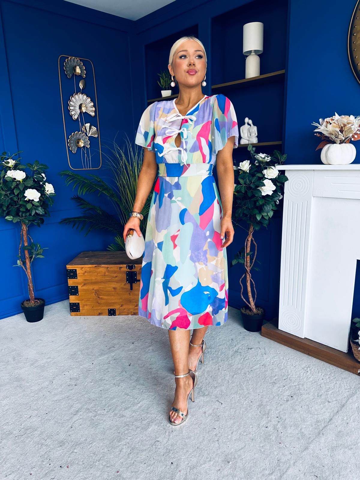 Maeve Detailed Midi Dress Geo Blue - Image 6