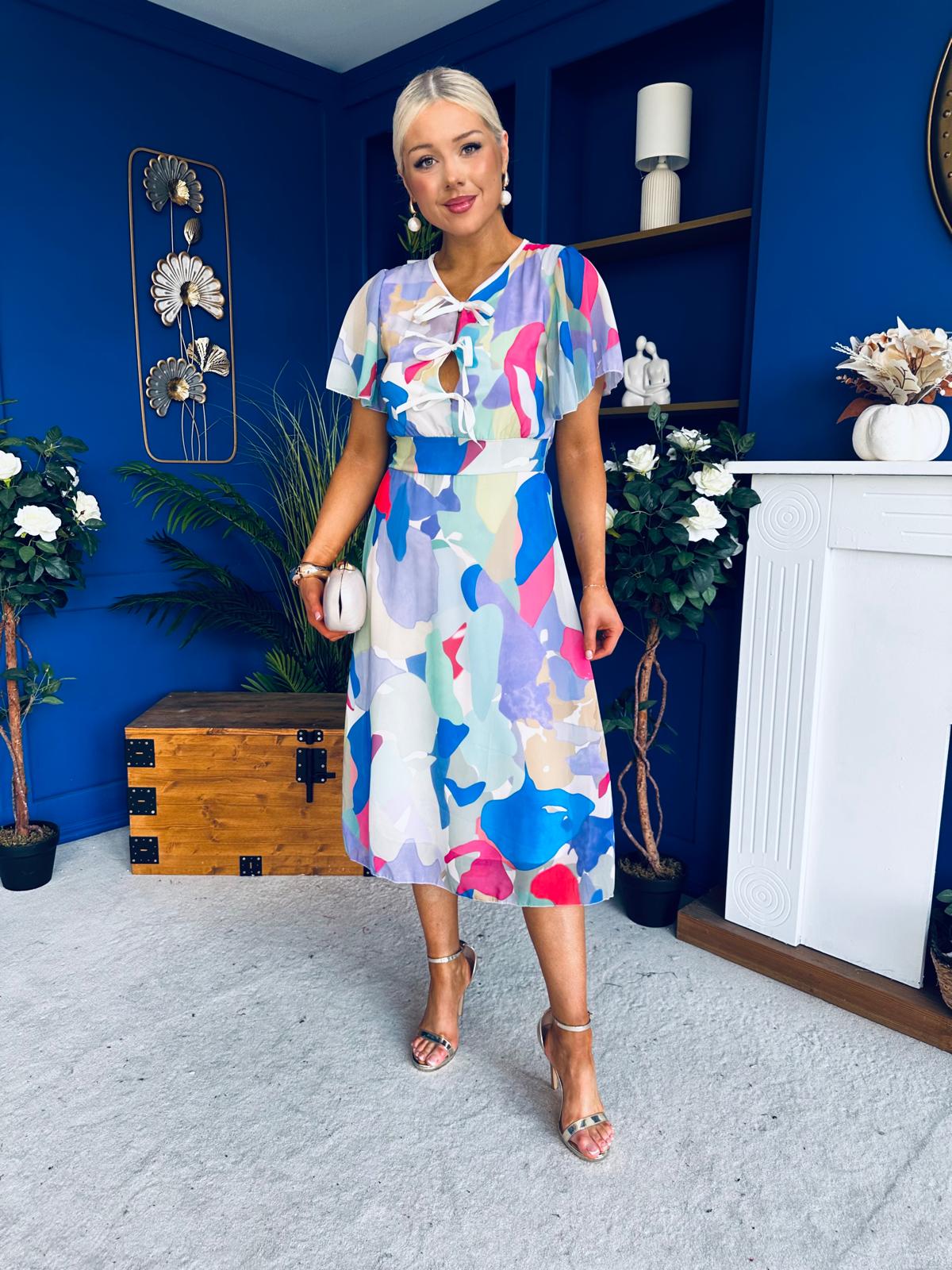 Maeve Detailed Midi Dress Geo Blue - Image 7