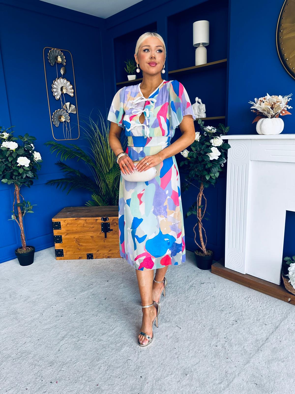 Maeve Detailed Midi Dress Geo Blue - Image 8