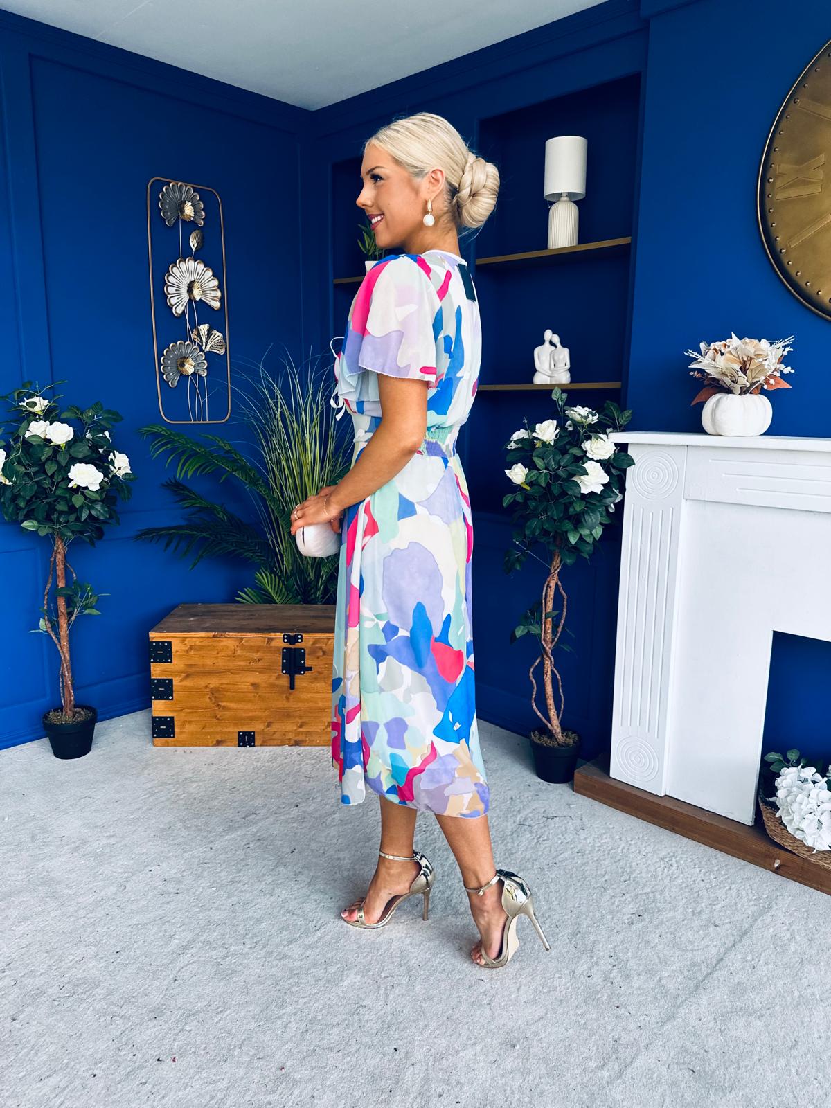 Maeve Detailed Midi Dress Geo Blue - Image 9